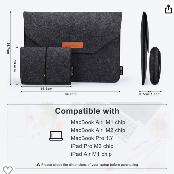 NWOT Homiee Felt Tablet Case - Dark Grey - Picture 1 of 8